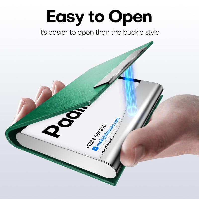 Padike Business Card Holder, Business Card Case Professional PU Leather & Stainless Steel Multi Card Case,Business Card Holder Wallet Credit Card ID Case/Holder for Men & Women. (U-Green) - Image 4